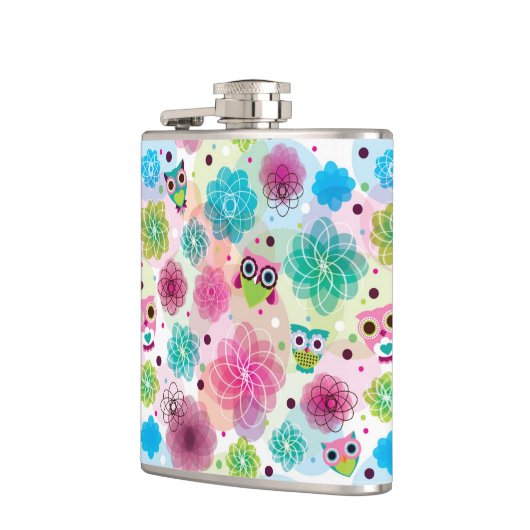 Achtergrondpatroon Cute flower owl Heupfles (Links)