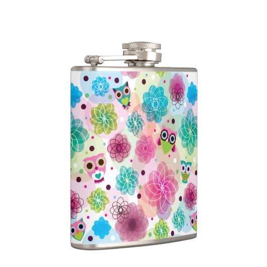 Achtergrondpatroon Cute flower owl Heupfles (Rechts)