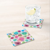 Achtergrondpatroon Cute flower owl Kartonnen Onderzetters (Insitu)