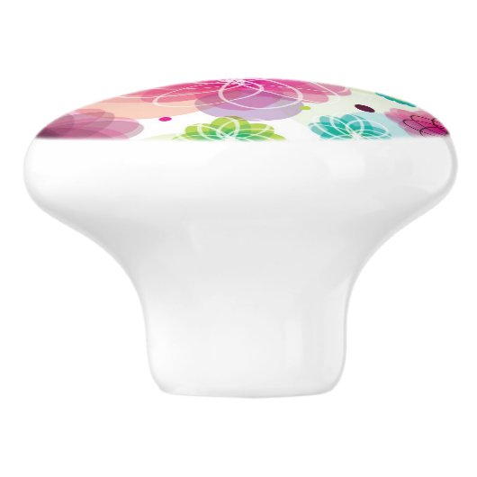 Achtergrondpatroon Cute flower owl Keramische Knop (Zijkant)