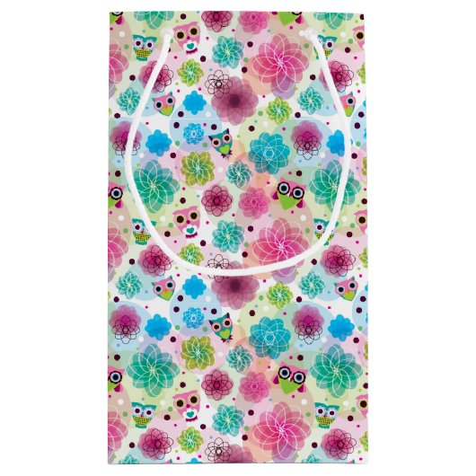 Achtergrondpatroon Cute flower owl Klein Cadeauzakje (Achterkant)