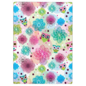 Achtergrondpatroon Cute flower owl Klembord (Achterkant)