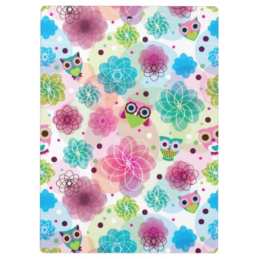 Achtergrondpatroon Cute flower owl Klembord (Achterkant)