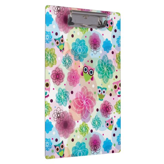 Achtergrondpatroon Cute flower owl Klembord (Rechts)
