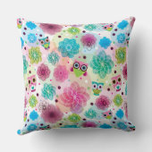 Achtergrondpatroon Cute flower owl Kussen (Achterkant)