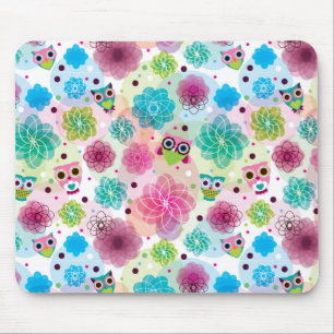 Achtergrondpatroon Cute flower owl Muismat