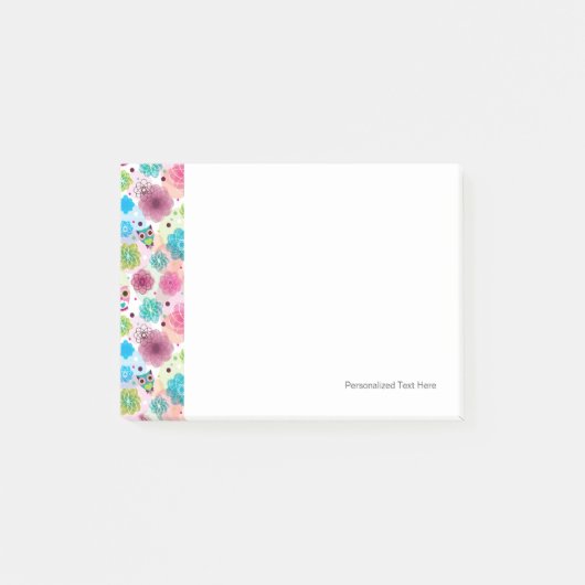 Achtergrondpatroon Cute flower owl Post-it® Notes (Voorkant)