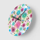 Achtergrondpatroon Cute flower owl Ronde Klok (Hoek)