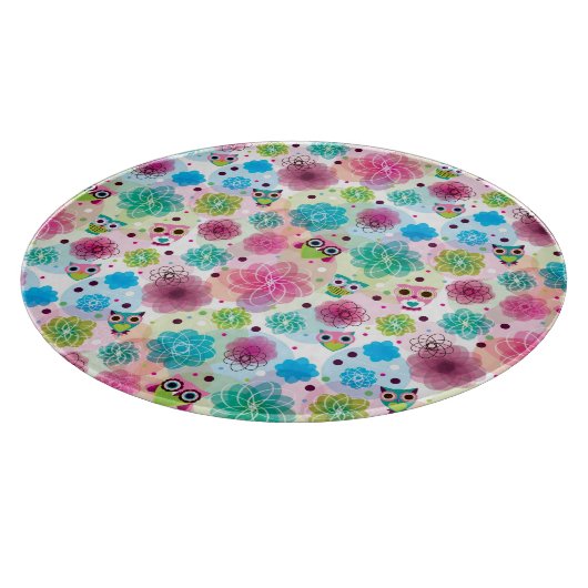 Achtergrondpatroon Cute flower owl Snijplank (Hoek)