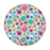 Achtergrondpatroon Cute flower owl Snijplank (Voorkant)