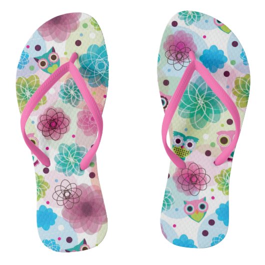 Achtergrondpatroon Cute flower owl Teenslippers (Voetbed)