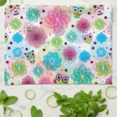 Achtergrondpatroon Cute flower owl Theedoek (Gevouwen)