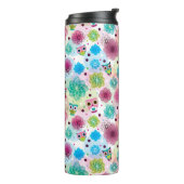Achtergrondpatroon Cute flower owl Thermosbeker (Gedraaid links)
