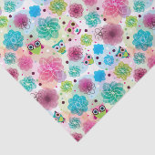 Achtergrondpatroon Cute flower owl Tissuepapier (Detail)