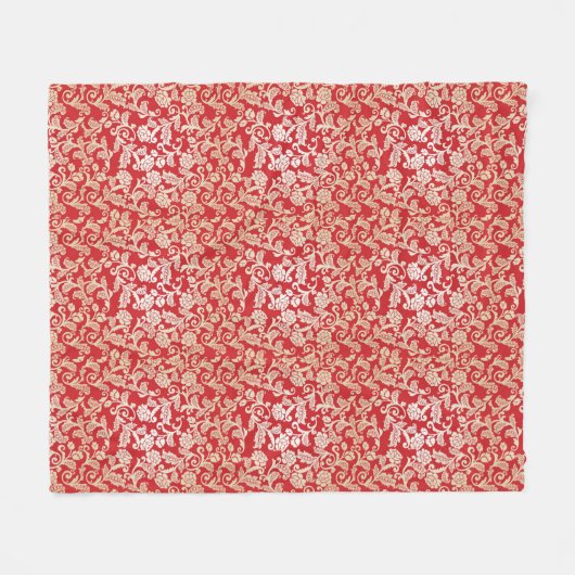 Achtergrondpatroon Damasflorale achtergrond Fleece Deken (Voorkant (Horizontaal))
