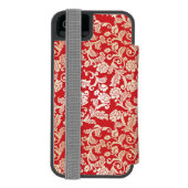Achtergrondpatroon Damasflorale achtergrond Incipio iPhone Portemonnee Hoesje (Agenda Achterkant)