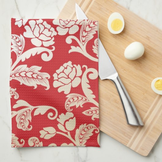 Achtergrondpatroon Damasflorale achtergrond Theedoek (Quarter Fold)