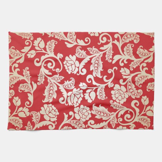 Achtergrondpatroon Damasflorale achtergrond Theedoek (Horizontaal)
