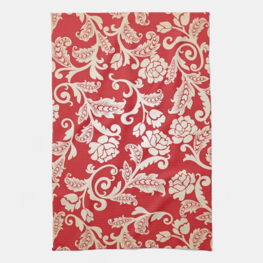 Achtergrondpatroon Damasflorale achtergrond Theedoek (Verticaal)