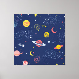 Achtergrondpatroon loffend handgetekende Galaxy Canvas Afdruk