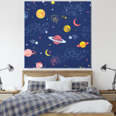 Achtergrondpatroon loffend handgetekende Galaxy Canvas Afdruk (Insitu (Slaapkamer))