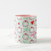 achtergrondpatroon pastelbloem tweekleurige koffiemok (Center)