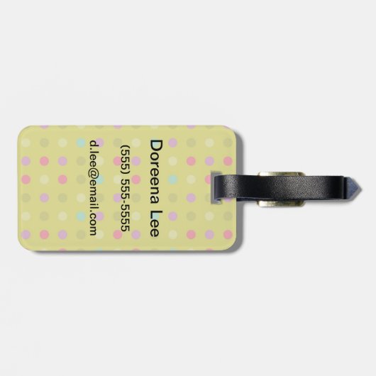 Achtergrondpatroon poka-dot bagagelabel (Achterkant horizontaal)