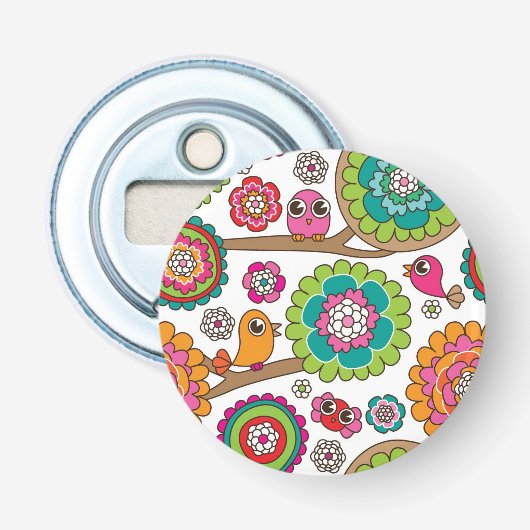 achtergrondpatroon van doodbloemen button flesopener (Voorkant)