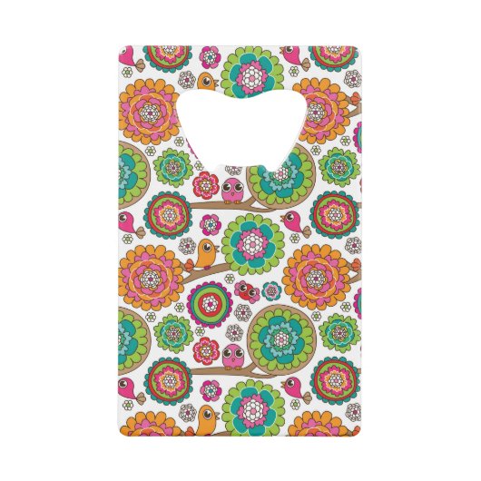 achtergrondpatroon van doodbloemen creditkaart flessenopener (Voorkant)