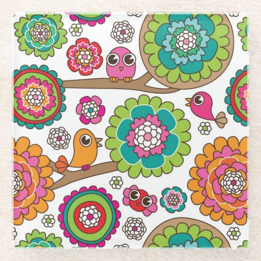 achtergrondpatroon van doodbloemen glazen onderzetter (Voorkant)