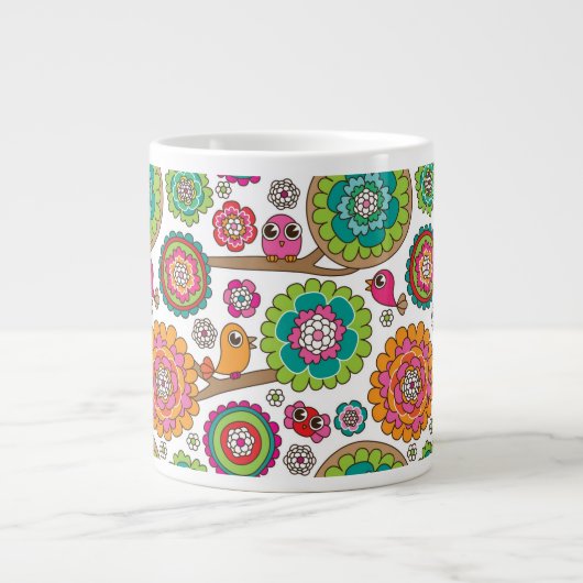 achtergrondpatroon van doodbloemen grote koffiekop (Voorkant)