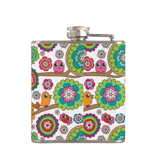 achtergrondpatroon van doodbloemen heupfles (Achterkant)