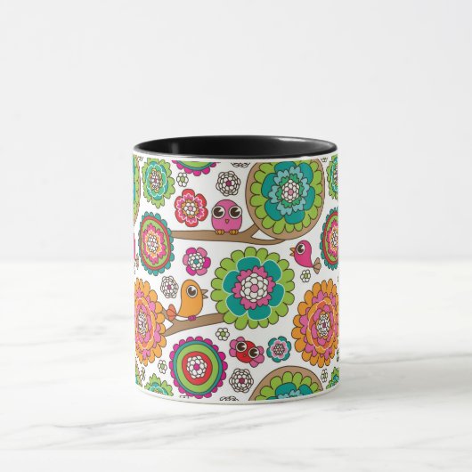 achtergrondpatroon van doodbloemen mok (Midden)