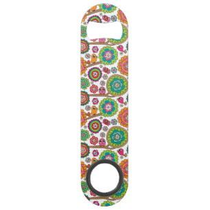 achtergrondpatroon van doodbloemen speed flessenopener