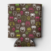 Achtergrondpatroon van kleurrijke uil blikjeskoeler (Voorkant)