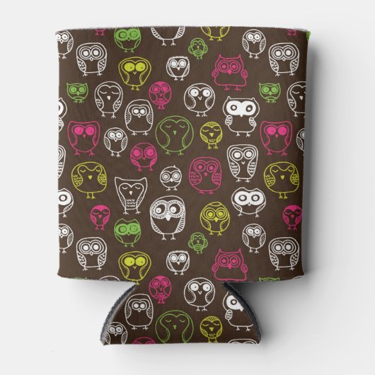 Achtergrondpatroon van kleurrijke uil blikjeskoeler (Voorkant)