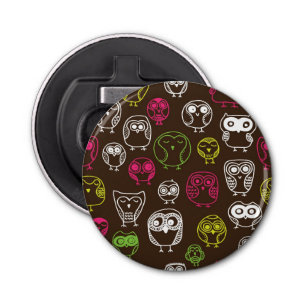 Achtergrondpatroon van kleurrijke uil button flesopener