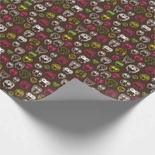 Achtergrondpatroon van kleurrijke uil cadeaupapier (Hoek)