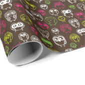 Achtergrondpatroon van kleurrijke uil cadeaupapier (Rol Hoek)
