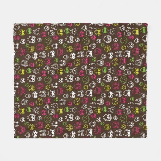 Achtergrondpatroon van kleurrijke uil fleece deken (Voorkant (Horizontaal))