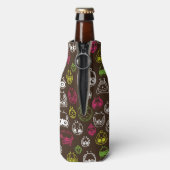 Achtergrondpatroon van kleurrijke uil flesjeskoeler (Fles Achterkant)