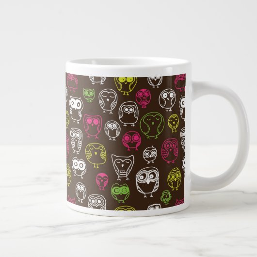 Achtergrondpatroon van kleurrijke uil grote koffiekop (Rechts)