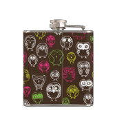 Achtergrondpatroon van kleurrijke uil heupfles (Achterkant)