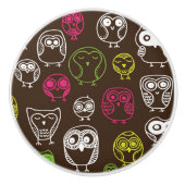 Achtergrondpatroon van kleurrijke uil keramische knop (Voorkant)