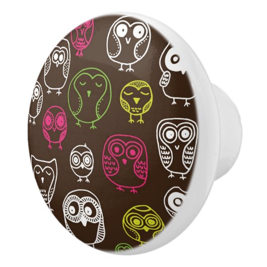 Achtergrondpatroon van kleurrijke uil keramische knop (Rechts)