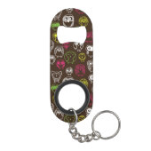 Achtergrondpatroon van kleurrijke uil sleutelhanger flessenopener (Achterkant)