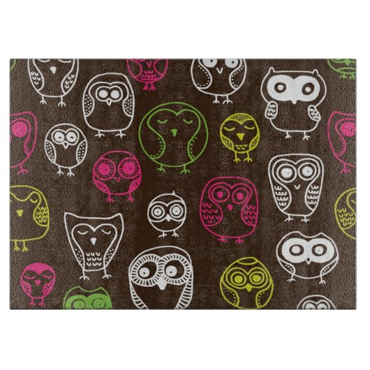 Achtergrondpatroon van kleurrijke uil snijplank (Voorkant)