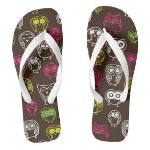 Achtergrondpatroon van kleurrijke uil teenslippers