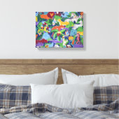 Achtergrondpatroon van wilde dieren canvas afdruk (Insitu (Slaapkamer))
