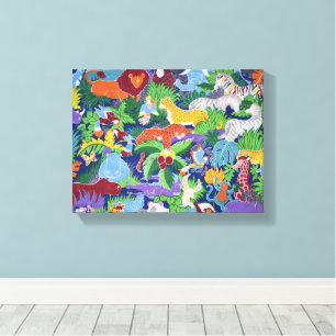 Achtergrondpatroon van wilde dieren canvas afdruk